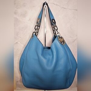 Authentic Michael Kors Blue Leather Shoulder Bag